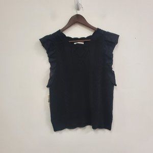 Anthropologie Black Ruffle Sleeve Blouse